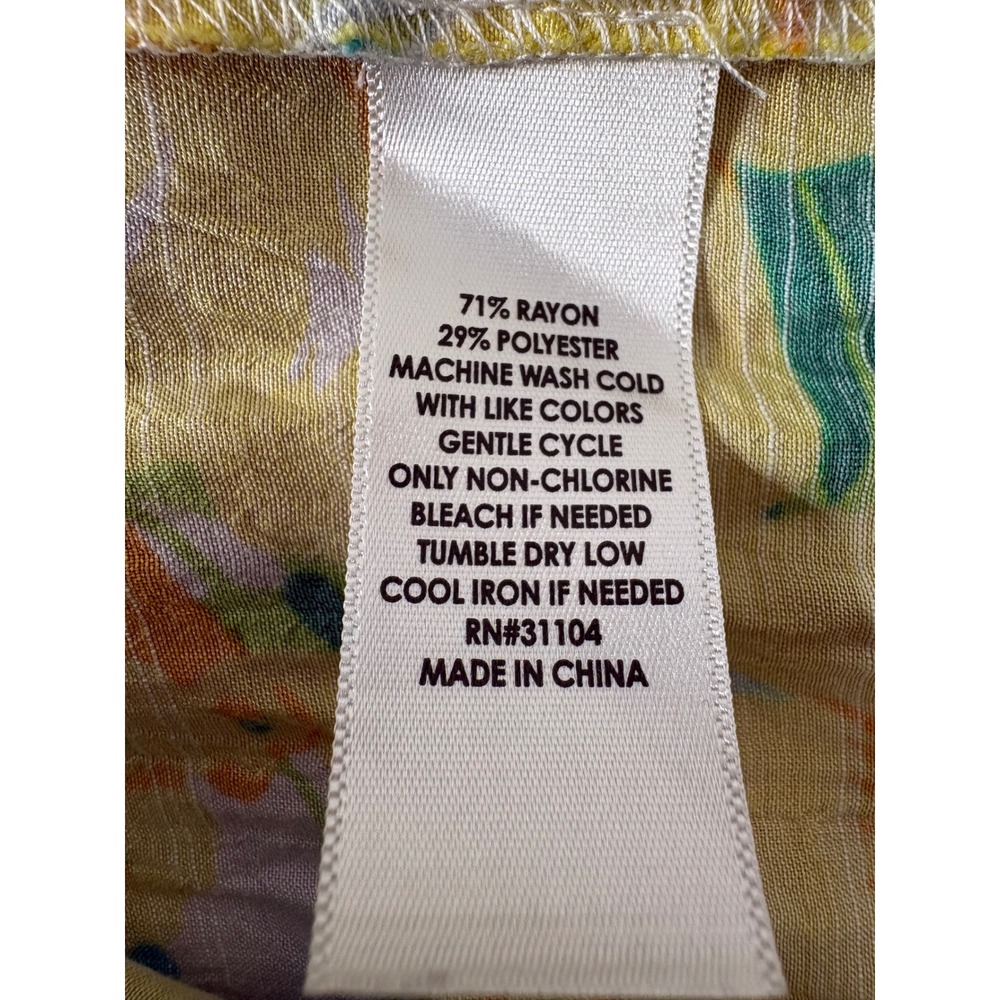 KIM ROGERS Womens Yellow Floral Tropical V-Neck Blouse 2X Flowy Airy Boho Artsy - Picture 5 of 9
